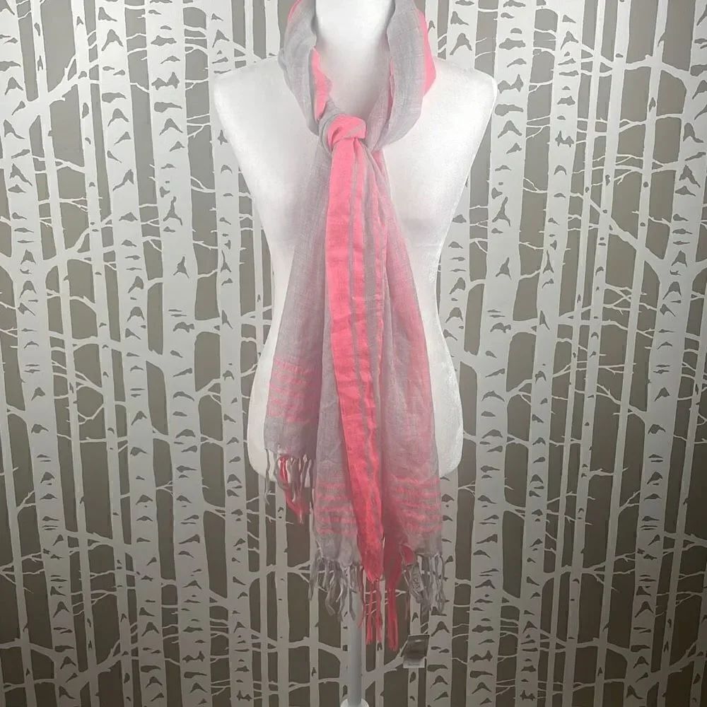 Ann Taylor LOFT Sheer Wool Blend Fringe Trim Scarf NEW $39.50